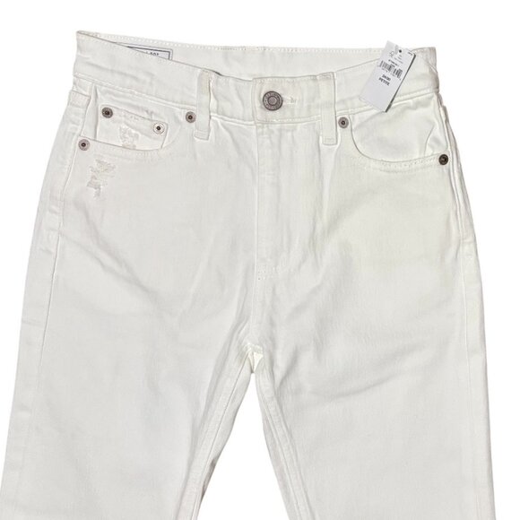 Gap Cheeky Straight High Rise White Denim Jeans 24/00 Petite 5Pocket Raw Hem NWT - Picture 3 of 10